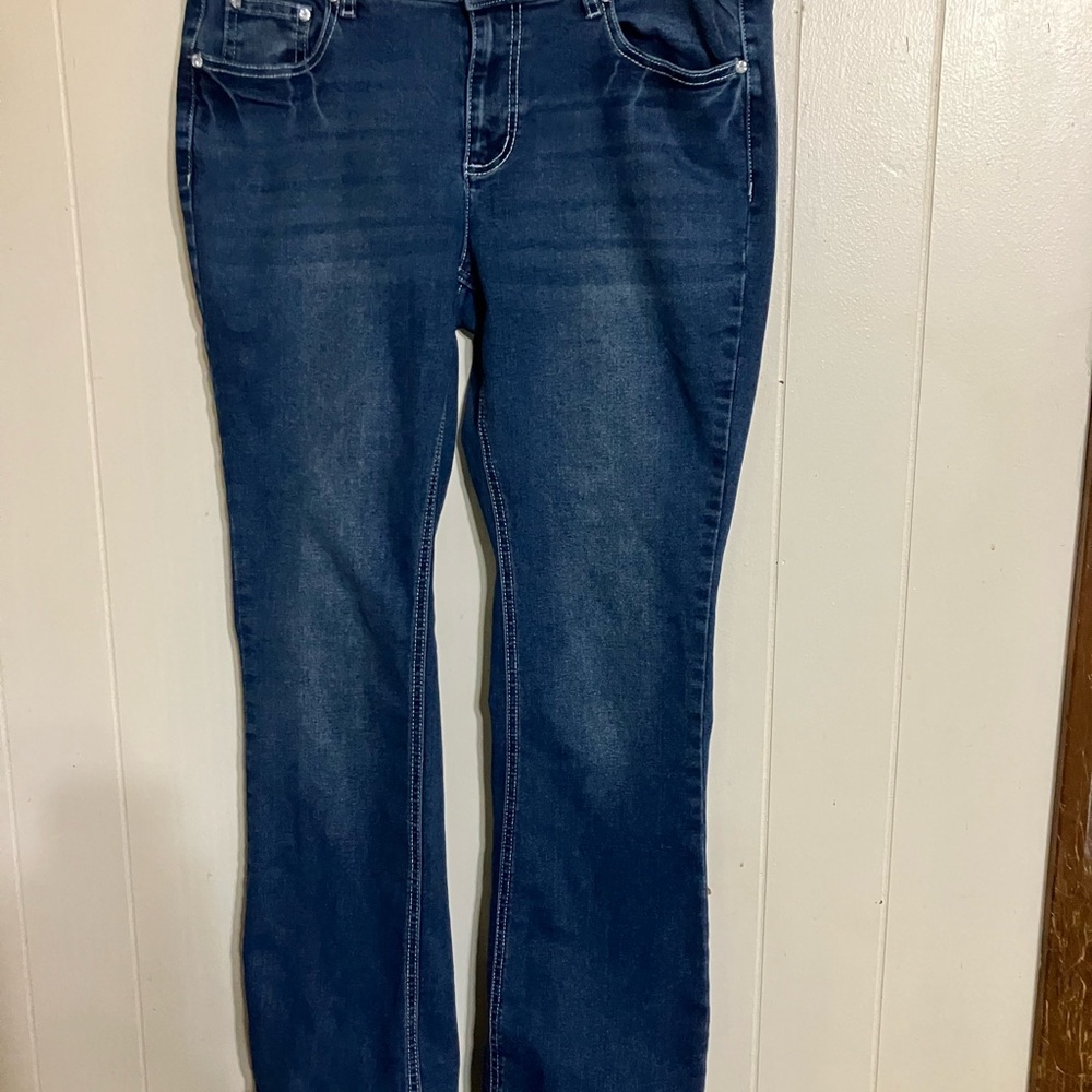 Blue Wide Leg Flare Jeans Classic Style